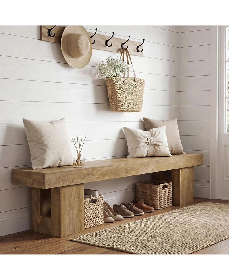 Tribesigns Entryway Bench, 83-Inch Shoe Bench with Sturdy Base, Modern Rustic Decorative Seat