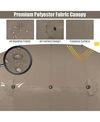 Sugift 15 Feet Double-Sided Patio Umbrella with Hand-Crank System