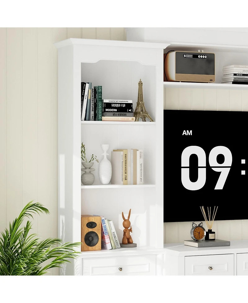 Homsee 104 Inch Wall Mount Tv Stand with Storage - Large Entertainment Center | Modern Wall Unit with Floating Shelf & Bookcases | For Living Room