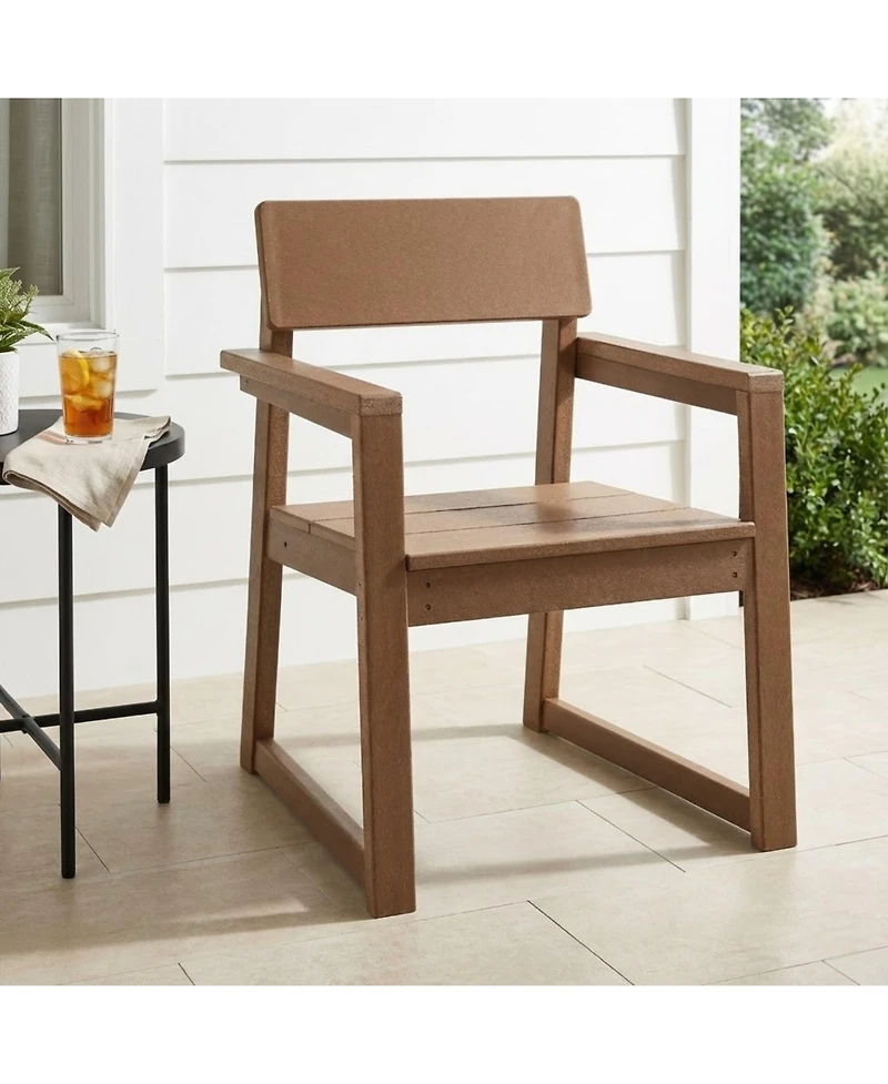 Clihome Hdpe Outdoor Dining Armchairs, All-Weather Patio Chairs with Backrest and Armrests