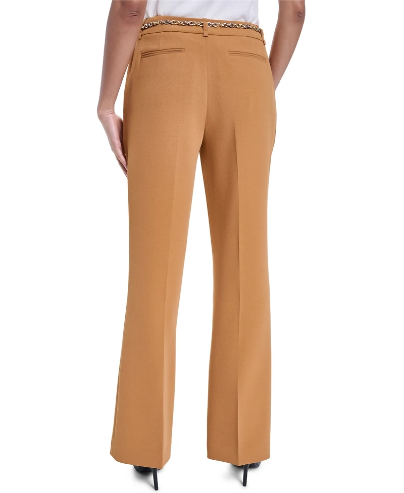 Karl Lagerfeld Paris Women's Mid-Rise Chain Belt Pants