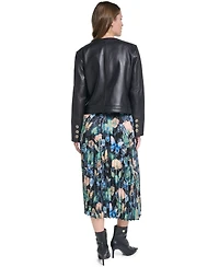 Karl Lagerfeld Paris Women's Leather Button-Front Jacket