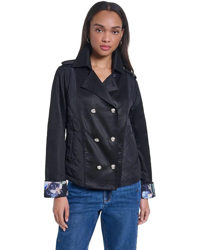 Karl Lagerfeld Paris Women's Cropped Button-Front Jacket