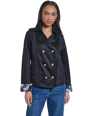 Karl Lagerfeld Paris Women's Cropped Button-Front Jacket