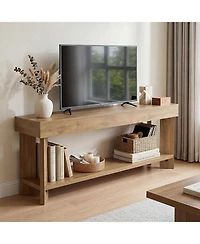 Tribesigns Tv Stand for 55/60/65 Inch Tv, Farmhouse Media Console with 2-Tier Storage for Living Room