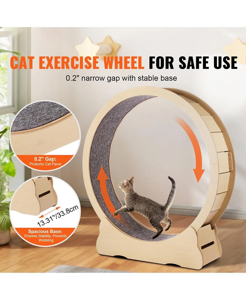 Vevor Wooden Cat Exercise Wheel Large Treadmill for Indoor Cats