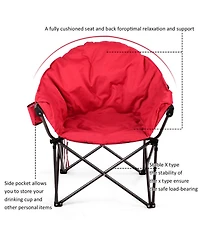 Sugift Oversized Folding Camping Moon Chair with Cup Holder and Side Storage Pocket