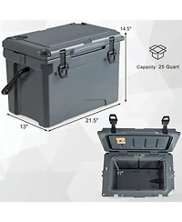 Sugift 25 Qt Hard Rotomolded Cooler with Aluminum Handle and Integrated Cup Holders