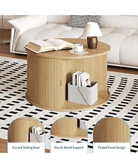 gaomon 28" Round Coffee Table with Storage