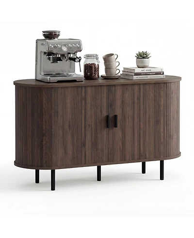 Costway 47" Fluted Sideboard Buffet Cabinet Coffee Bar Console Table with Metal Legs