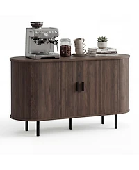 Costway 47" Fluted Sideboard Buffet Cabinet Coffee Bar Console Table with Metal Legs
