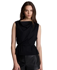 Kenneth Cole Women's Pleated Sleeveless Cowl Neck Peplum Top