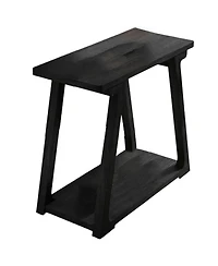 Slickblue Narrow Solid Wood End Table with 2-Tier Storage