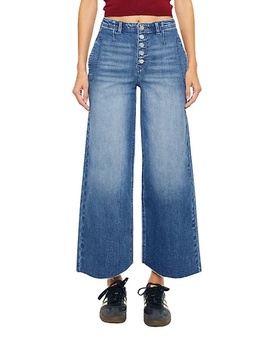 KanCan Women's Aliana High Rise Crop Wide-Leg Jeans