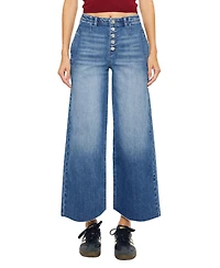 KanCan Women's Aliana High Rise Crop Wide-Leg Jeans