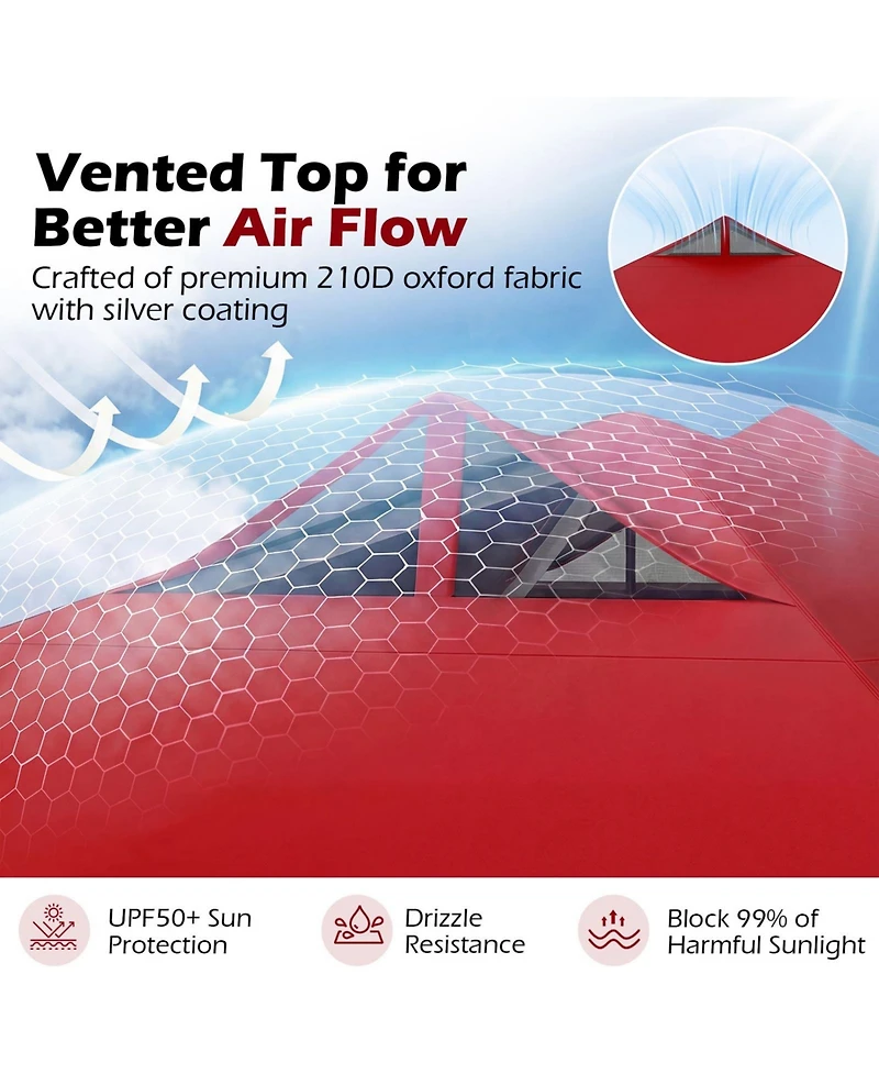 Sugift 10 x 10 ft Commercial Pop Up Canopy Tent with One Hand Center Lock UPF50