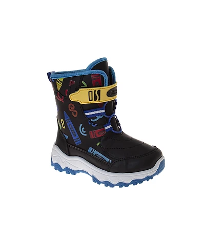 Crayola Big Boys Winter Snow Boots - Water-Resistant Insulated Hook and Loop (Toddler/Little Kids)