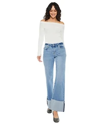 KanCan Women's Emma Mid Rise Wide Flare Jeans