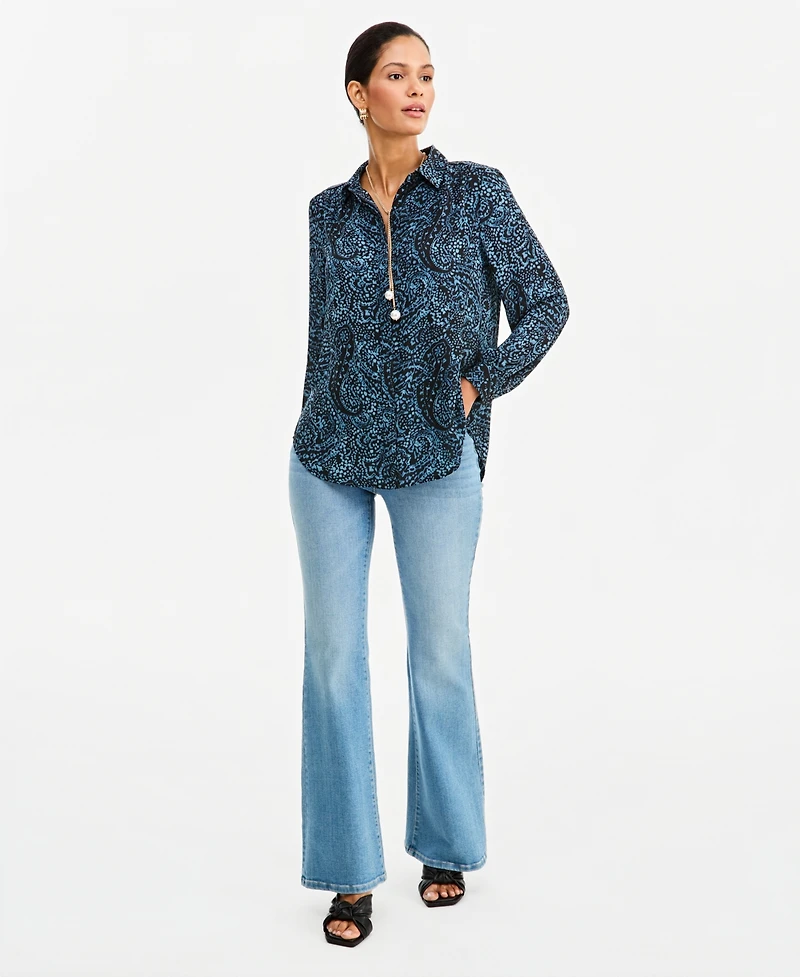 I.n.c. International Concepts Women's Long-Sleeve Button Down Tunic Blouse, Macy's Exclusive