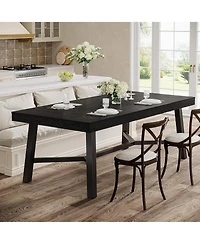 Tribesigns 70.9-Inch Dining Table for 6-8, Large Farmhouse Kitchen with Reinforced Metal Legs