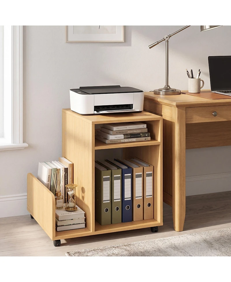 Gymax Room End and Side Tables Gymax Rolling End Table Side Storage Rack 4 Universal Wheels 2 Lockable Wheels