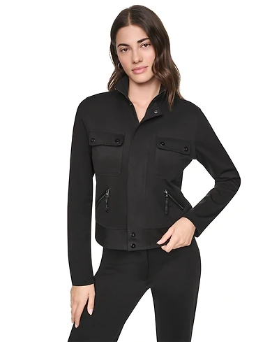 Dkny Women's Soho Ponte Tech Zip-Front Jacket