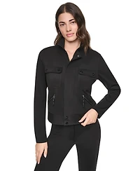Dkny Women's Soho Ponte Tech Zip-Front Jacket