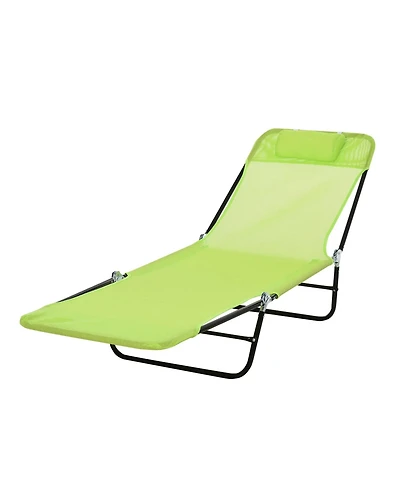 Yiortwo Outdoor Folding Chaise Lounge Chair with Reclining Back and Headrest