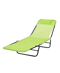 Yiortwo Outdoor Folding Chaise Lounge Chair with Reclining Back and Headrest