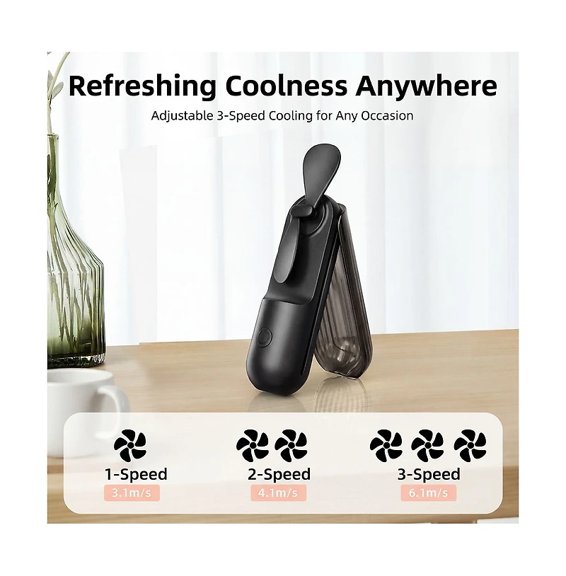 Cowin Mini Fan Portable Handheld Folding Lightweight Travel Summer