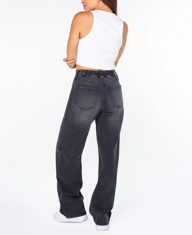 Celebrity Pink Juniors' Elastic-Back Wide-Leg Jeans