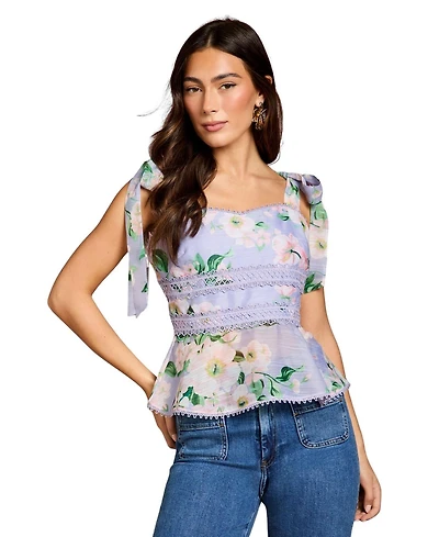 Coast Women's Square Neck Bow Shoulder Peplum Top