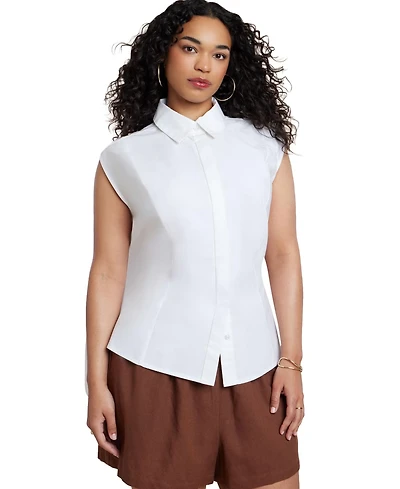 Eloquii Women's Button Up Shirt with Open Back
