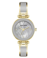 Anne Klein Women's Quartz Round Gold-Tone Gray Bangle Watch 28mm x 34mm