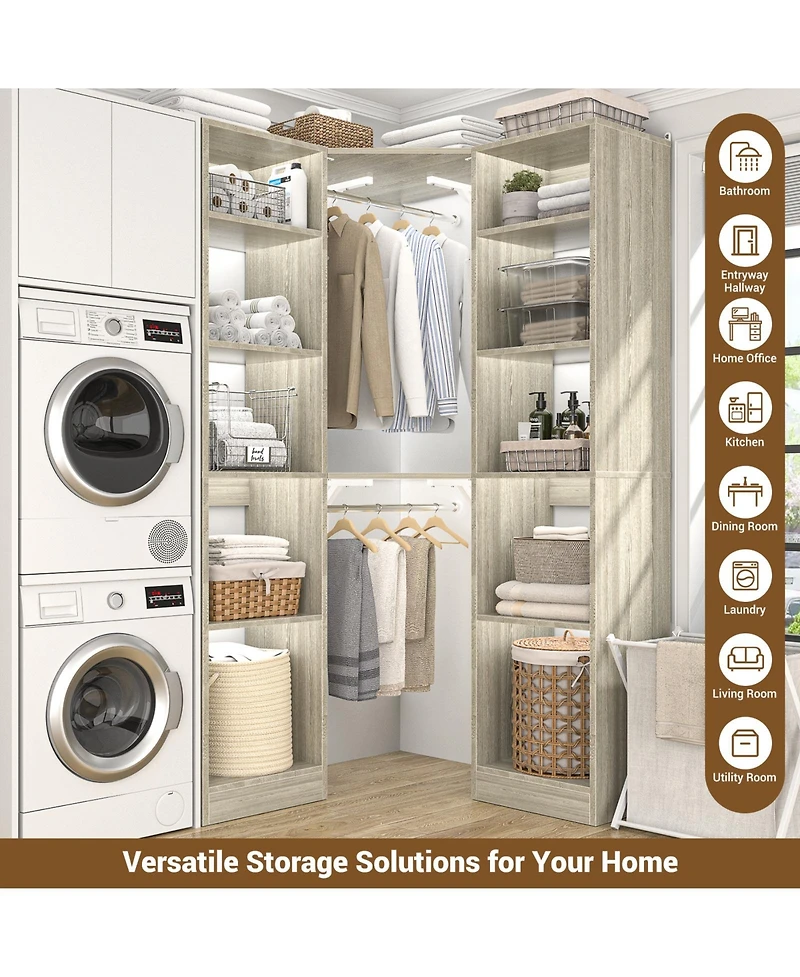 Aheaplus Corner Closet Organizer with 12 Shelves, Closets for Space