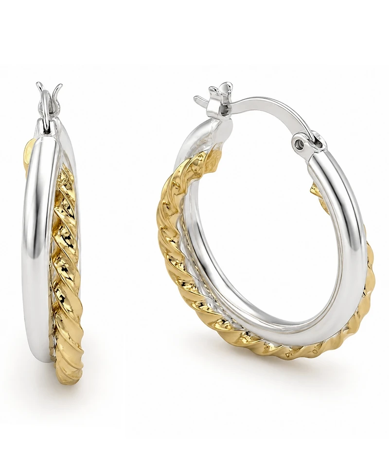 And Now This Fine Silver Mixed Metal-Plated Twist Hoop Earrings