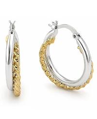 And Now This Fine Silver Mixed Metal-Plated Twist Hoop Earrings