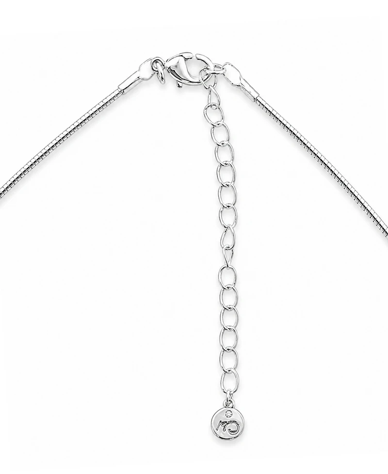 And Now This Cubic Zirconia Fine Silver-Tone Plated Slider Pendant Necklace