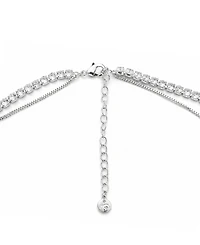 And Now This Cubic Zirconia Fine Silver-Tone Plated Double Strand Tennis Pendant Necklace