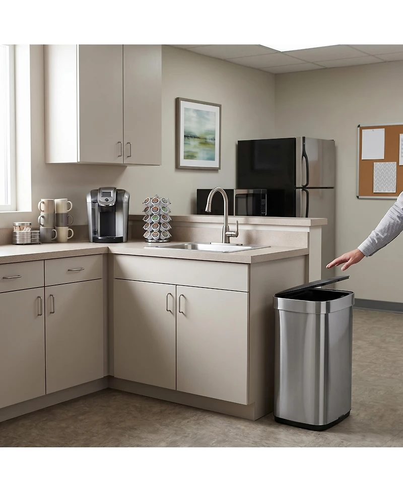 Mega Casa 13-Gallon Motion Sensor Trash Can, Stainless Steel 50-Liter Automatic Touchless Waste Bin with Silent Close Lid