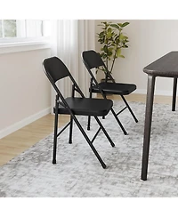 gaomon 8 Pack All-Steel Folding Chairs with Backrest, Heavy Duty Metal Foldable Dining Chair Set of 8 Hold Up to 350 Lbs, Black Portable Chair