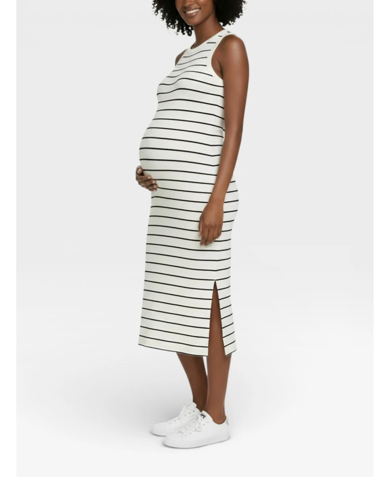 Motherhood Maternity Crew Neck Sleeveless Racerback Midi Dress