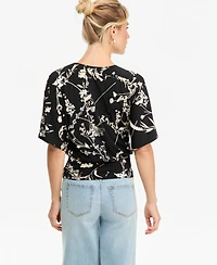 I.n.c. International Concepts Women's Floral V-Neck Short-Sleeve Blouse, Macy's Exclusive