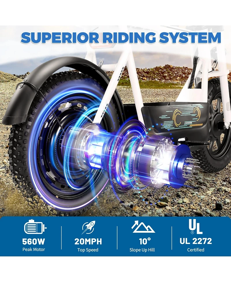 Caroma Peak Electric Scooter with Seat, Rated power 350W, 16"x3" Fat Tire E-scooter All-Terrain, Max Miles 20MPH