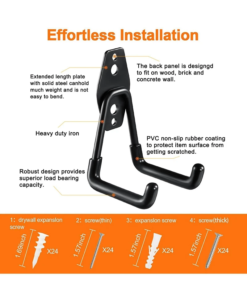 Xdovet Heavy Duty Steel Wall Mount Organizer for Tools Ladders Hose Bikes Ropes Bulk Items