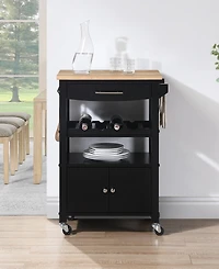 Convenience Concepts Ellaine Three-Tier Rubberwood Butcher Block Kitchen Cart