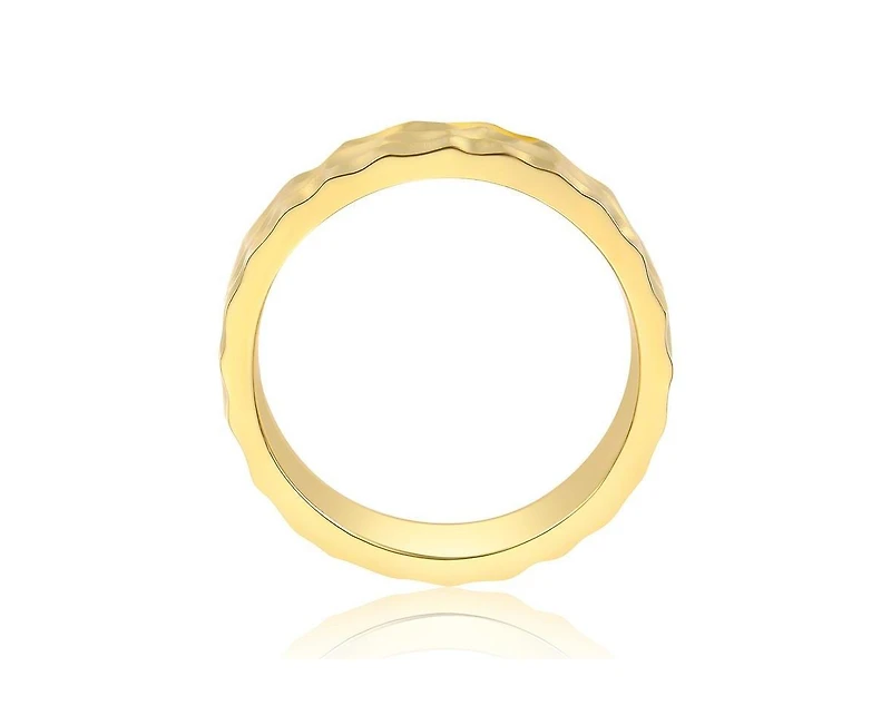 Rachel Glauber Bold 14K Gold Plated Radiant Hammered Texture Band Ring