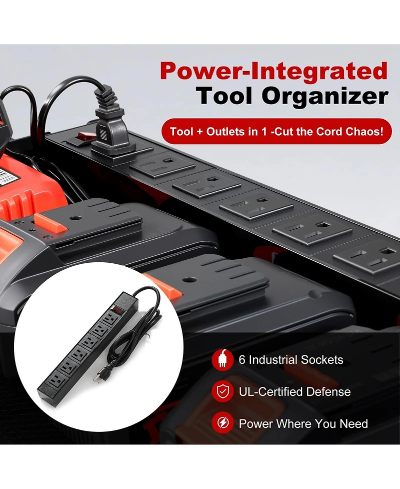 Xdovet Power Tool Organizer with Drill Holder Outlet Strip