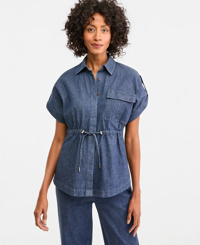 Jones New York Women's Button-Front Cinch Waist Shirt