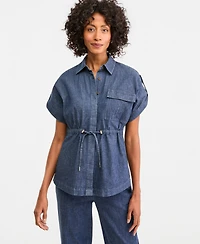 Jones New York Women's Button-Front Cinch Waist Shirt